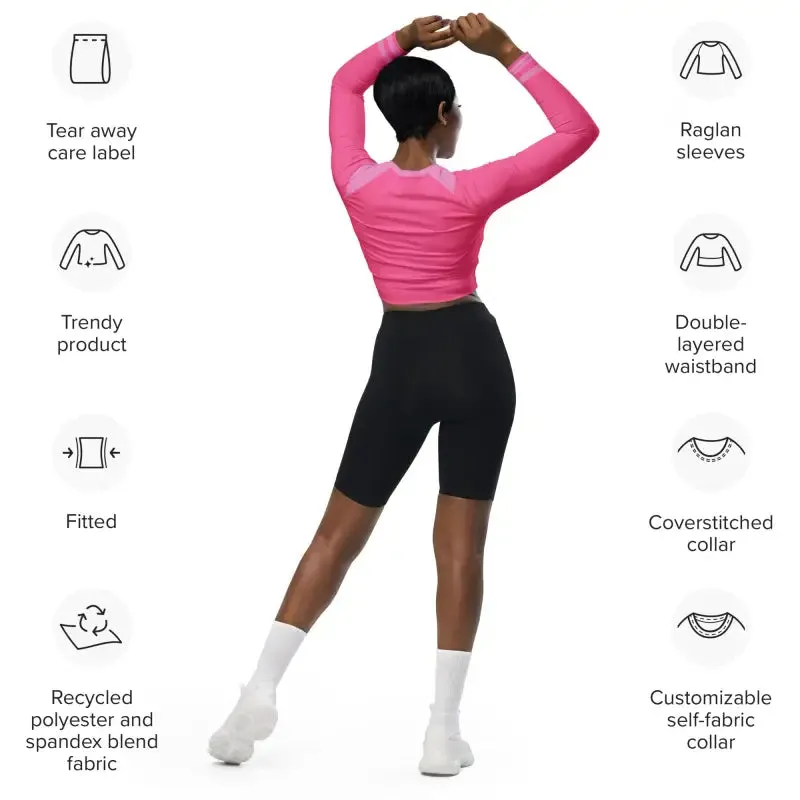 Pink Recycled Long-Sleeve Crop Top