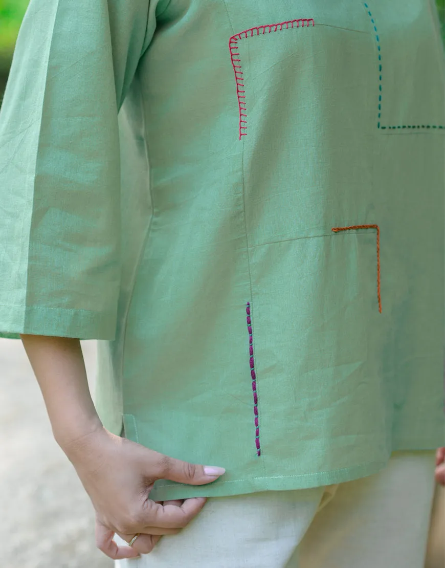 Pistachio Green Embroidered Top