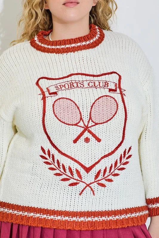 PLUS SPORTS CLUB EMBROIDERED SWEATER