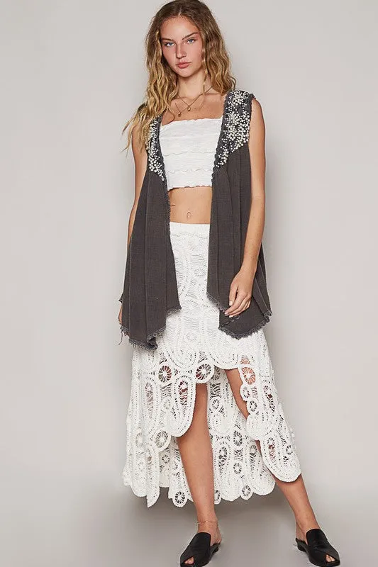POL Pearly Decadence Top- Charcoal