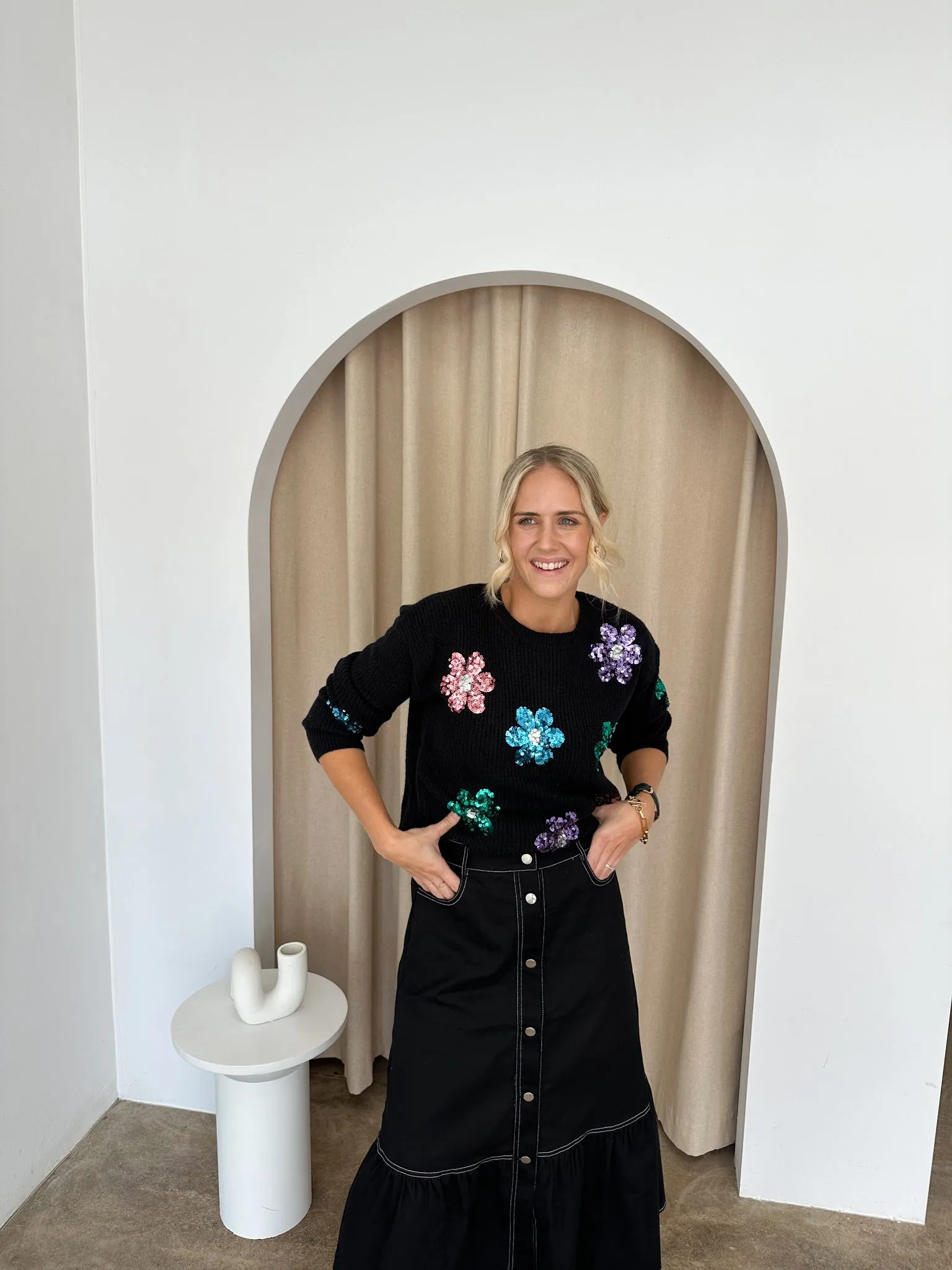 Poppy Knit -Black/ sequins