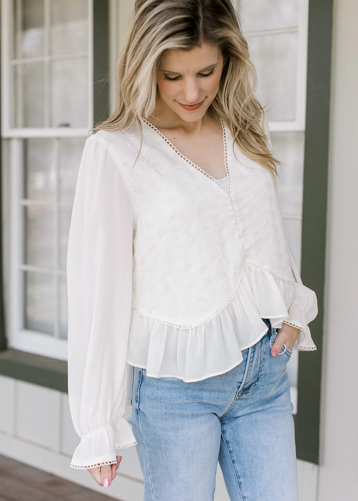 Precious Cream Detail Top
