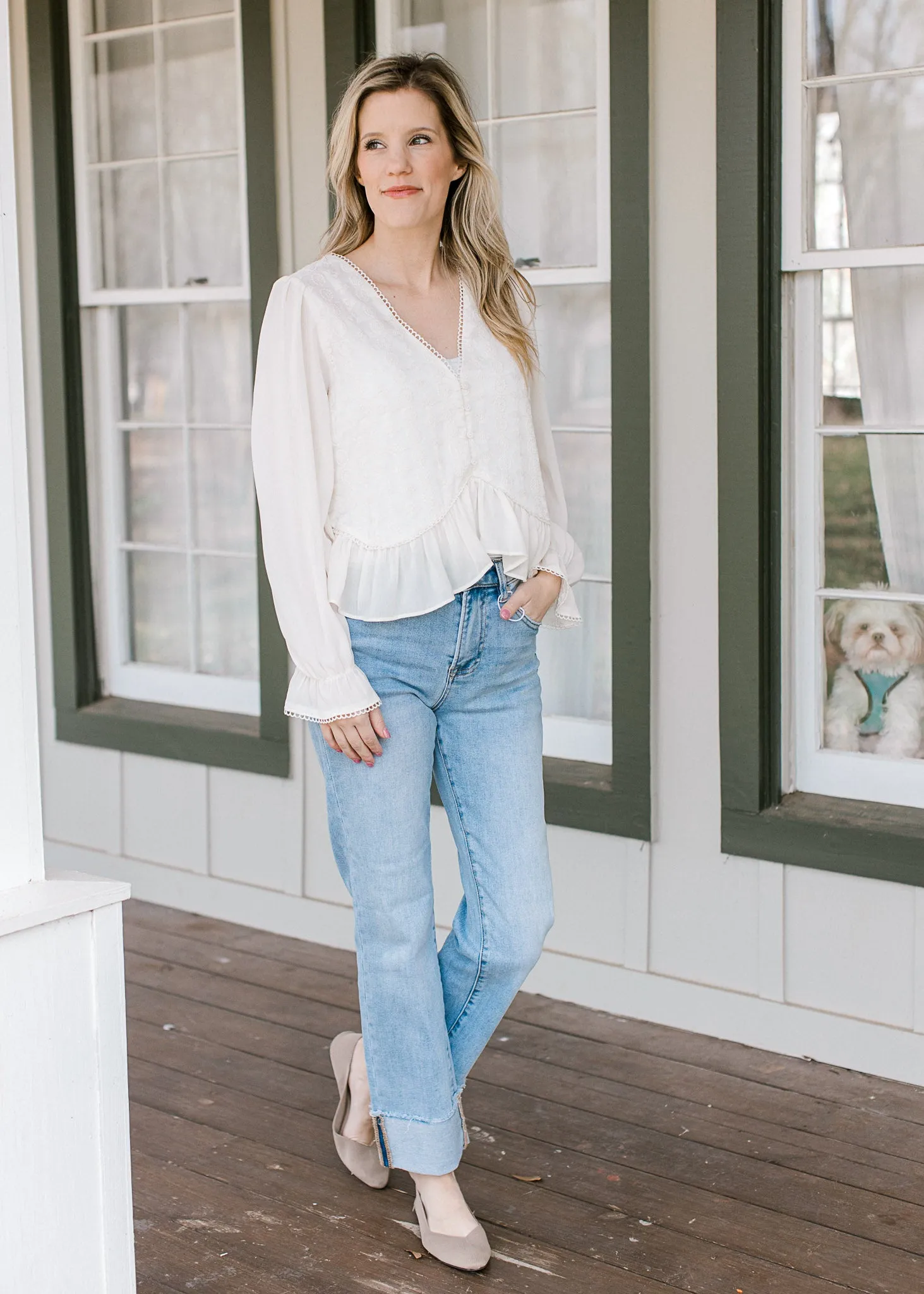 Precious Cream Detail Top