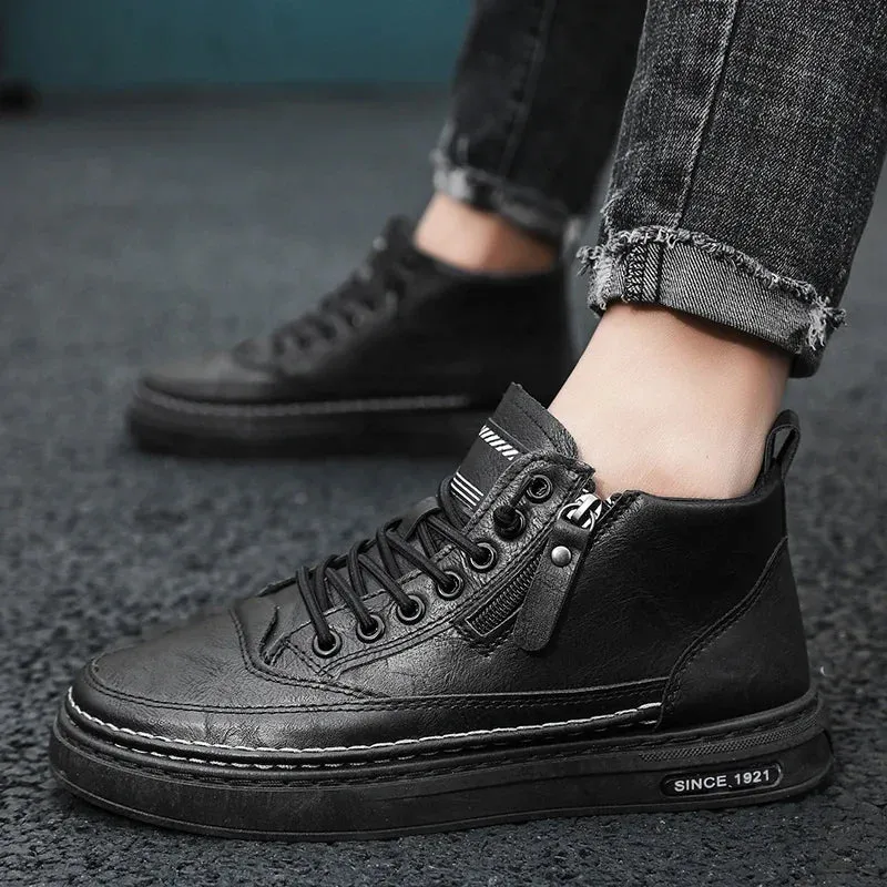 Premium Leather High-Top Sneakers
