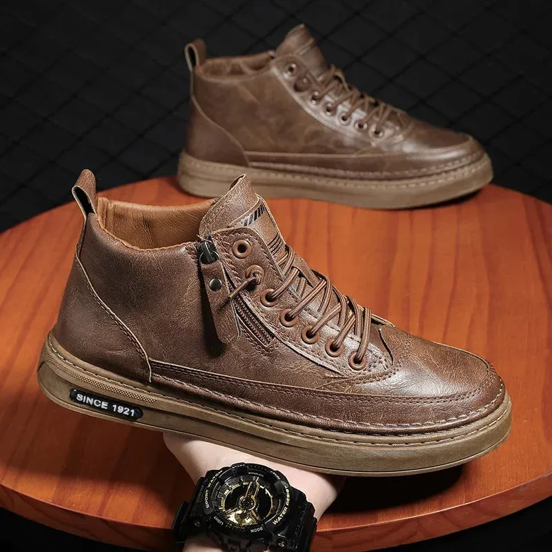 Premium Leather High-Top Sneakers