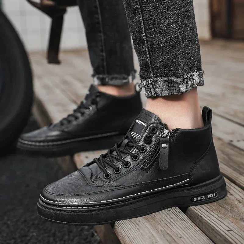 Premium Leather High-Top Sneakers