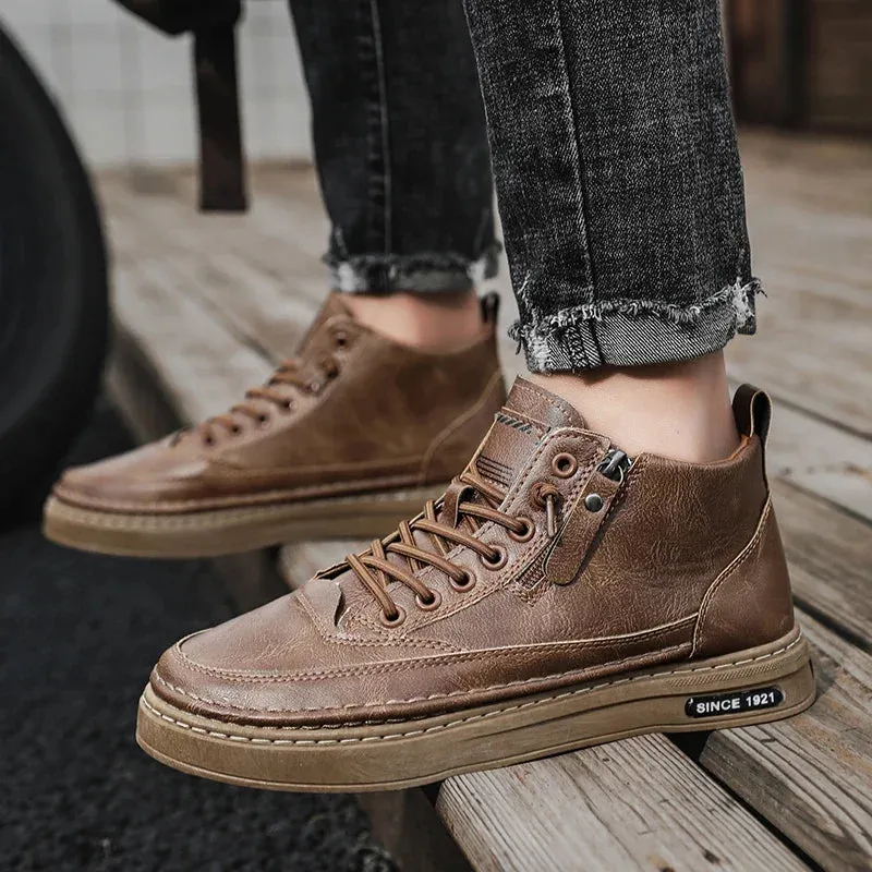 Premium Leather High-Top Sneakers