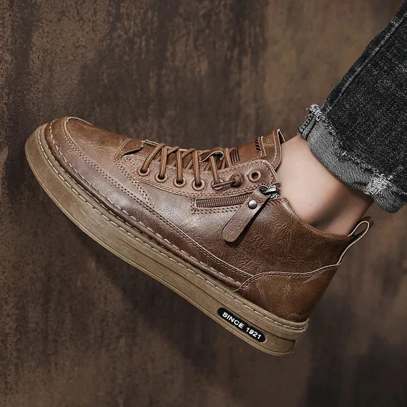 Premium Leather High-Top Sneakers