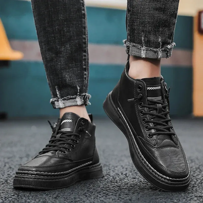 Premium Leather High-Top Sneakers