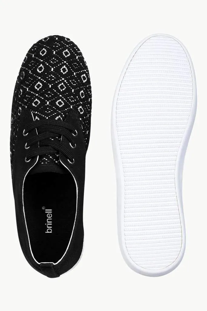 Print Block Lace Up Plimsolls
