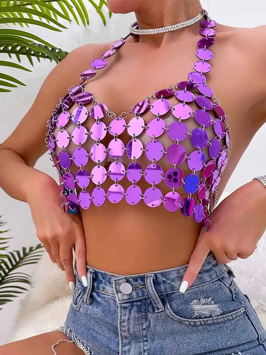 Purple Sparkly Tank Top - Chainmail Sparkly Bra