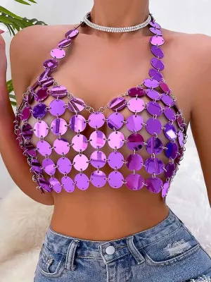 Purple Sparkly Tank Top - Chainmail Sparkly Bra