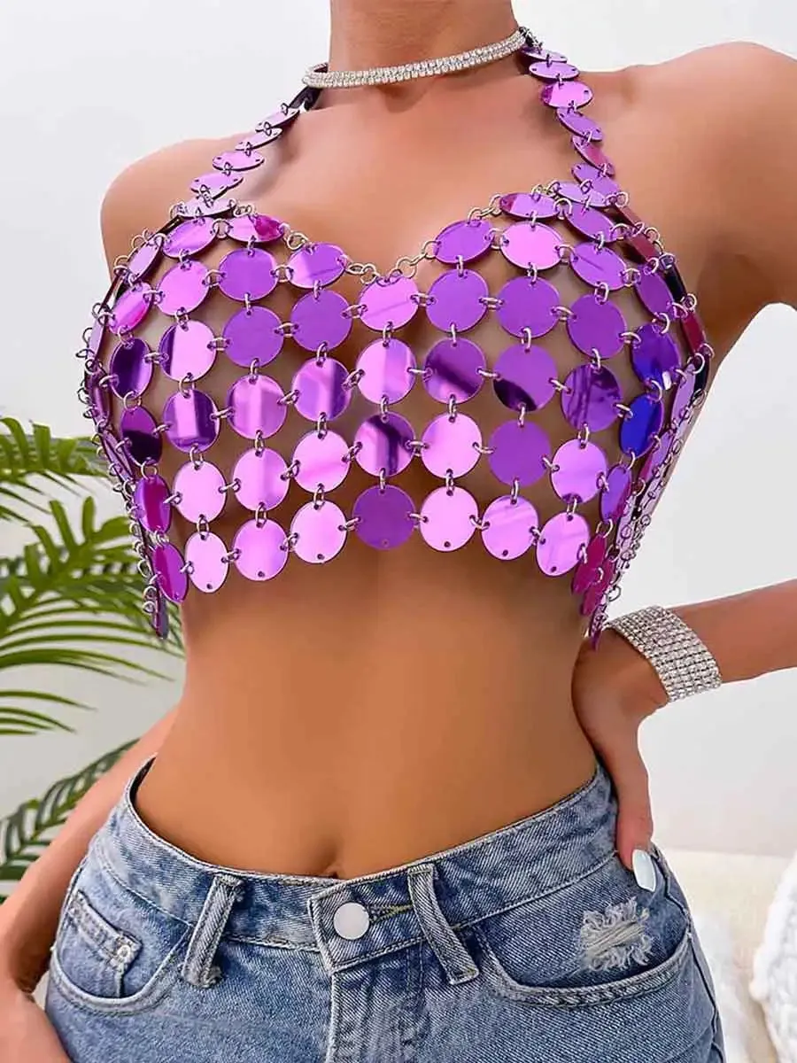 Purple Sparkly Tank Top - Chainmail Sparkly Bra