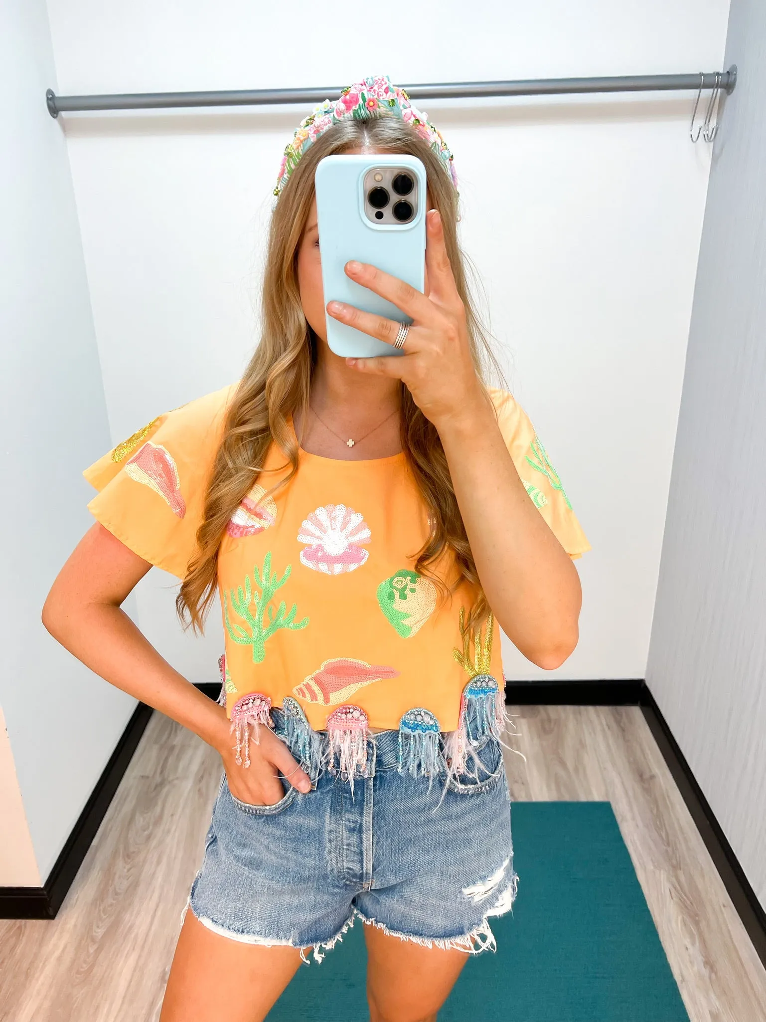 Queen of Sparkles Peach Under The Sea Top