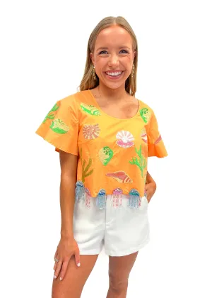 Queen of Sparkles Peach Under The Sea Top