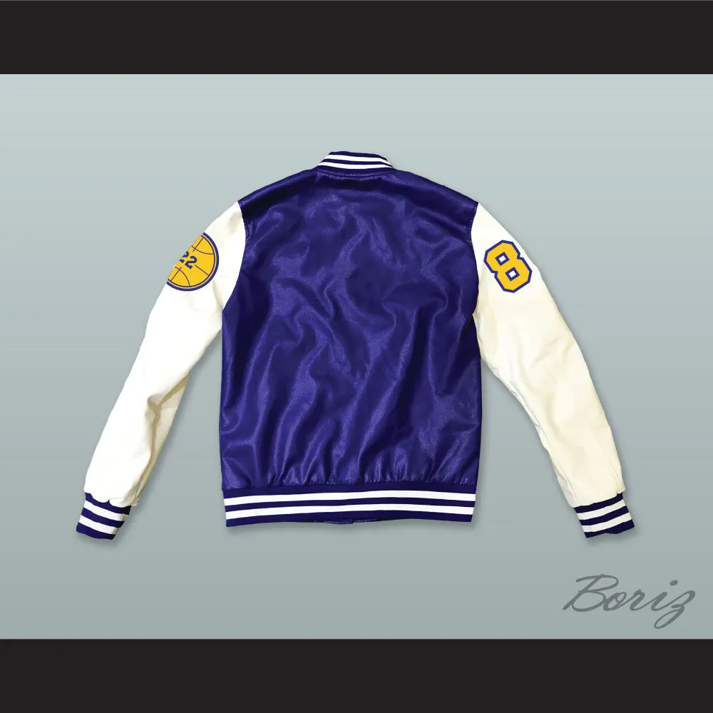 Quincy McCall 22 Crenshaw High School Basketball Blue and White Lab Leather Varsity Letterman Jacket Class of 88 1