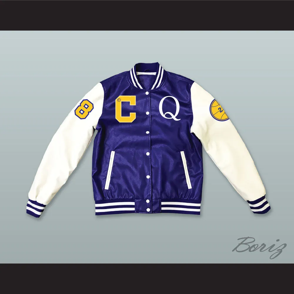 Quincy McCall 22 Crenshaw High School Basketball Blue and White Lab Leather Varsity Letterman Jacket Class of 88 1