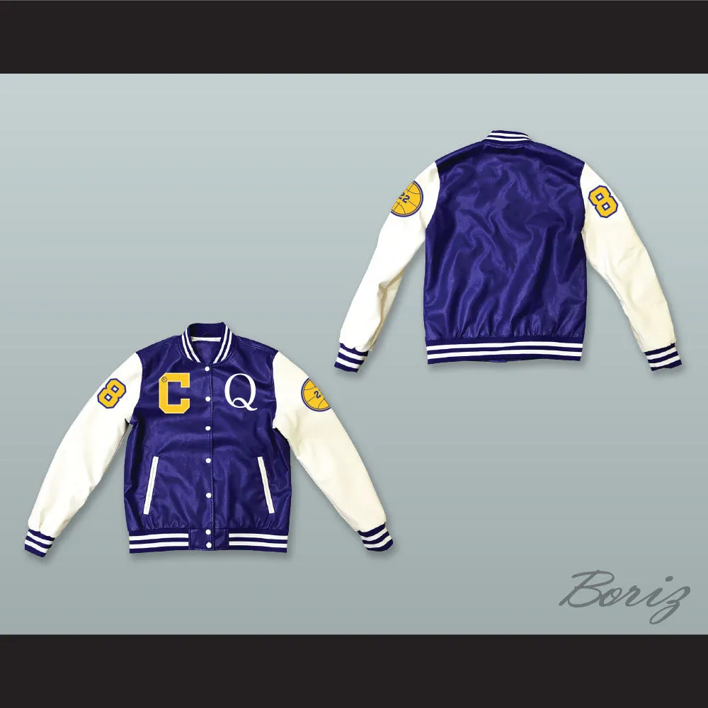 Quincy McCall 22 Crenshaw High School Basketball Blue and White Lab Leather Varsity Letterman Jacket Class of 88 1