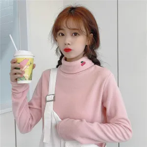 "HALF HIGH COLLAR EMBROIDERED LONG SLEEVE" T-SHIRT N110303