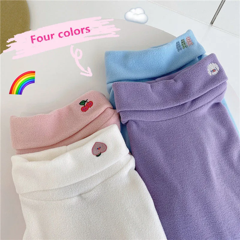 "HALF HIGH COLLAR EMBROIDERED LONG SLEEVE" T-SHIRT N110303