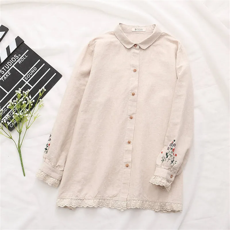 "SIMPLE LACE EMBROIDERED" SHIRT N040705