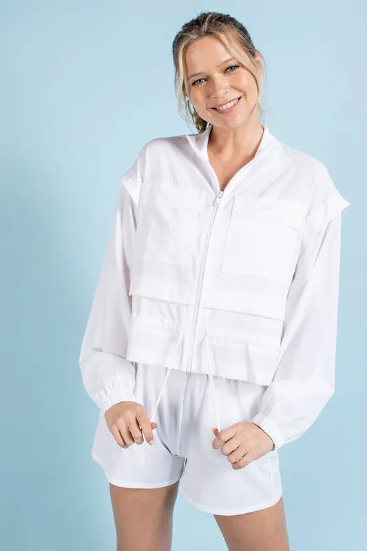 Rae Mode Crinkle Woven Cropped Jacket