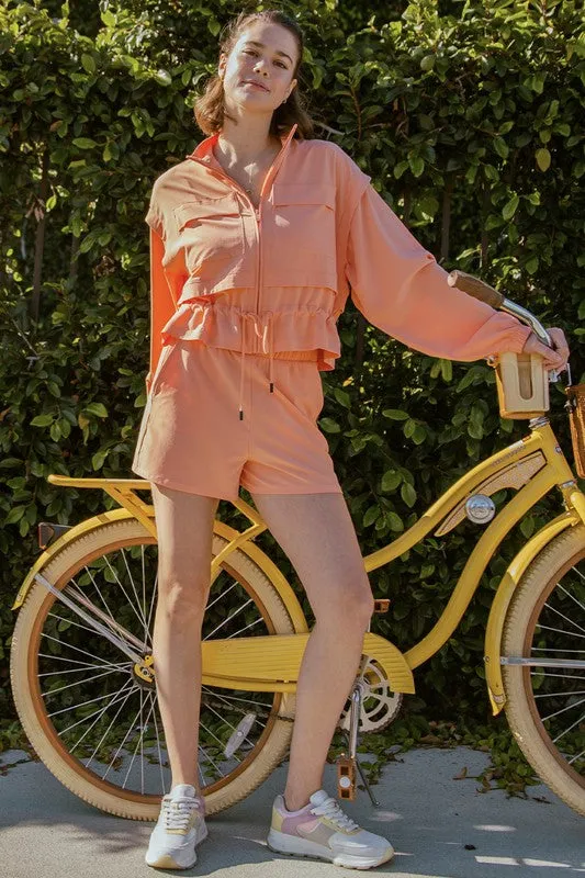 Rae Mode Crinkle Woven Cropped Jacket