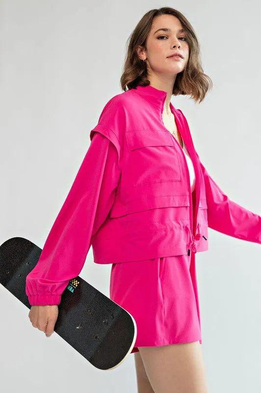 Rae Mode Crinkle Woven Cropped Jacket