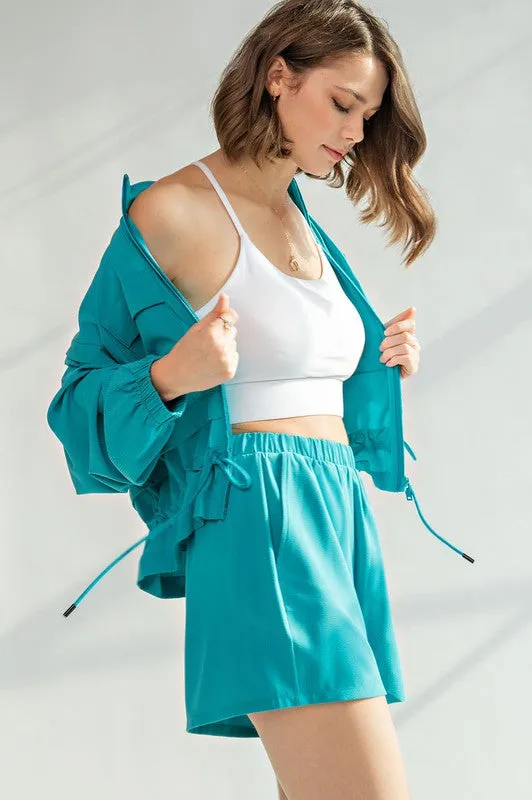 Rae Mode Crinkle Woven Cropped Jacket