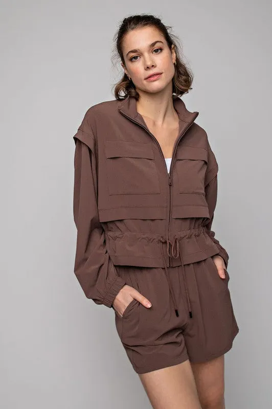 Rae Mode Crinkle Woven Cropped Jacket