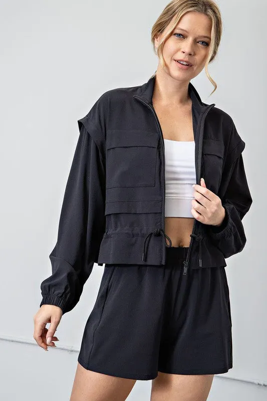 Rae Mode Crinkle Woven Cropped Jacket