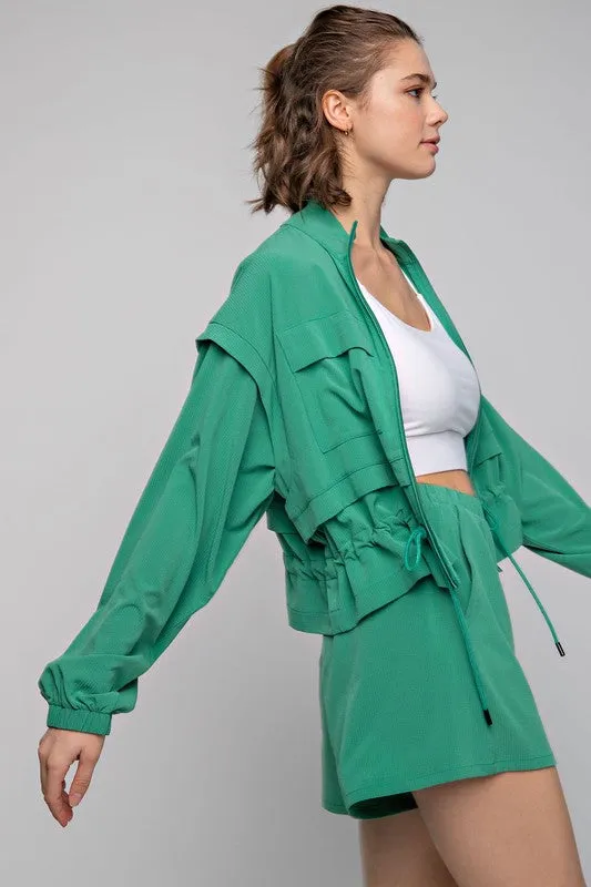 Rae Mode Crinkle Woven Cropped Jacket