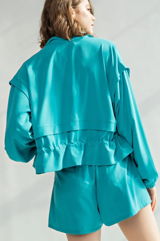Rae Mode Crinkle Woven Cropped Jacket