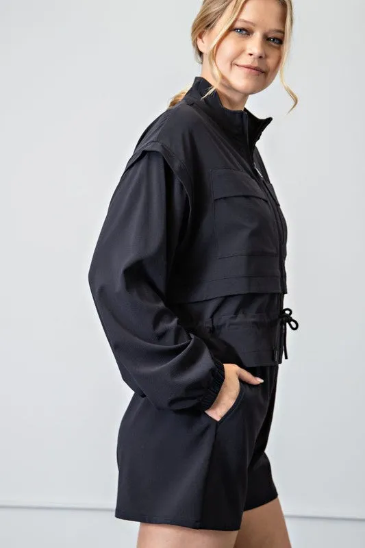 Rae Mode Crinkle Woven Cropped Jacket