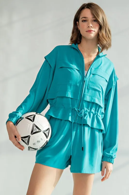 Rae Mode Crinkle Woven Cropped Jacket