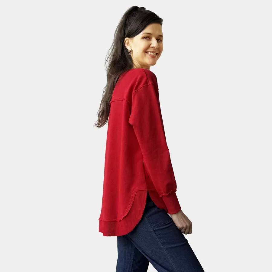 Red Embroidered Sweatshirt- Amyic