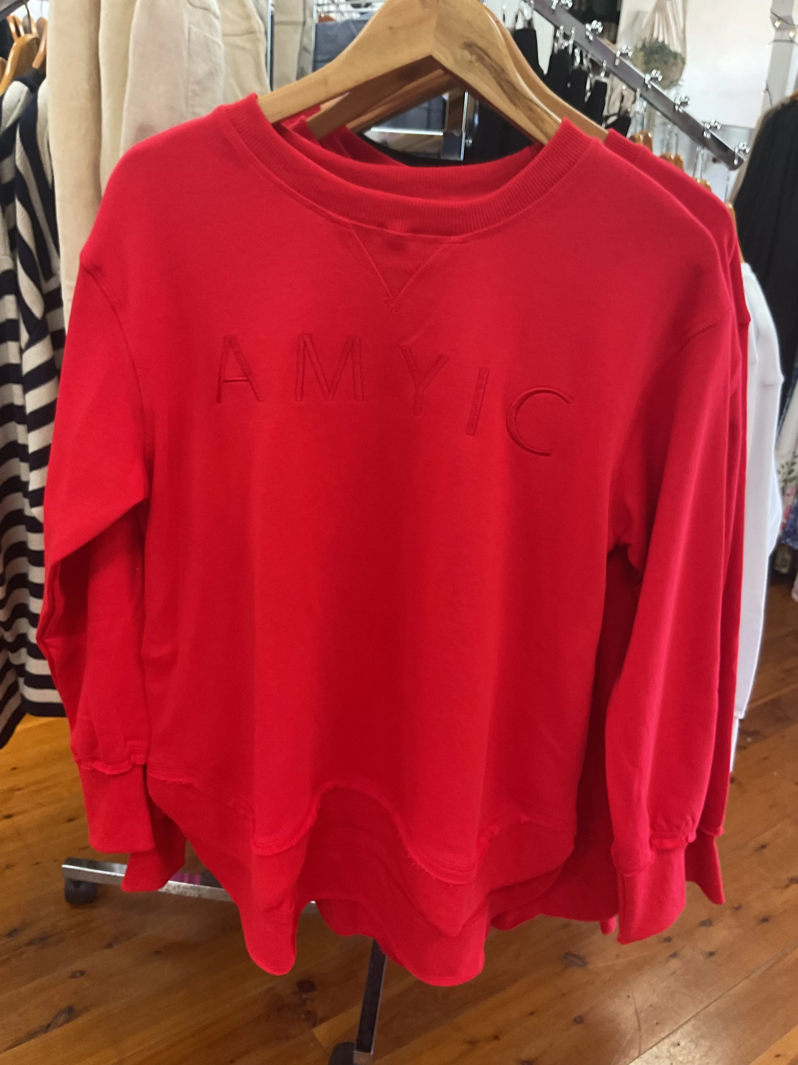 Red Embroidered Sweatshirt- Amyic
