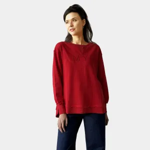 Red Embroidered Sweatshirt- Amyic