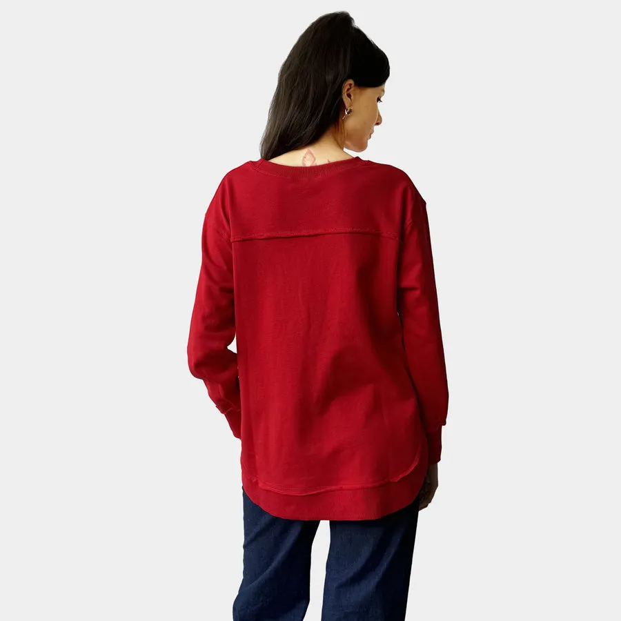 Red Embroidered Sweatshirt- Amyic