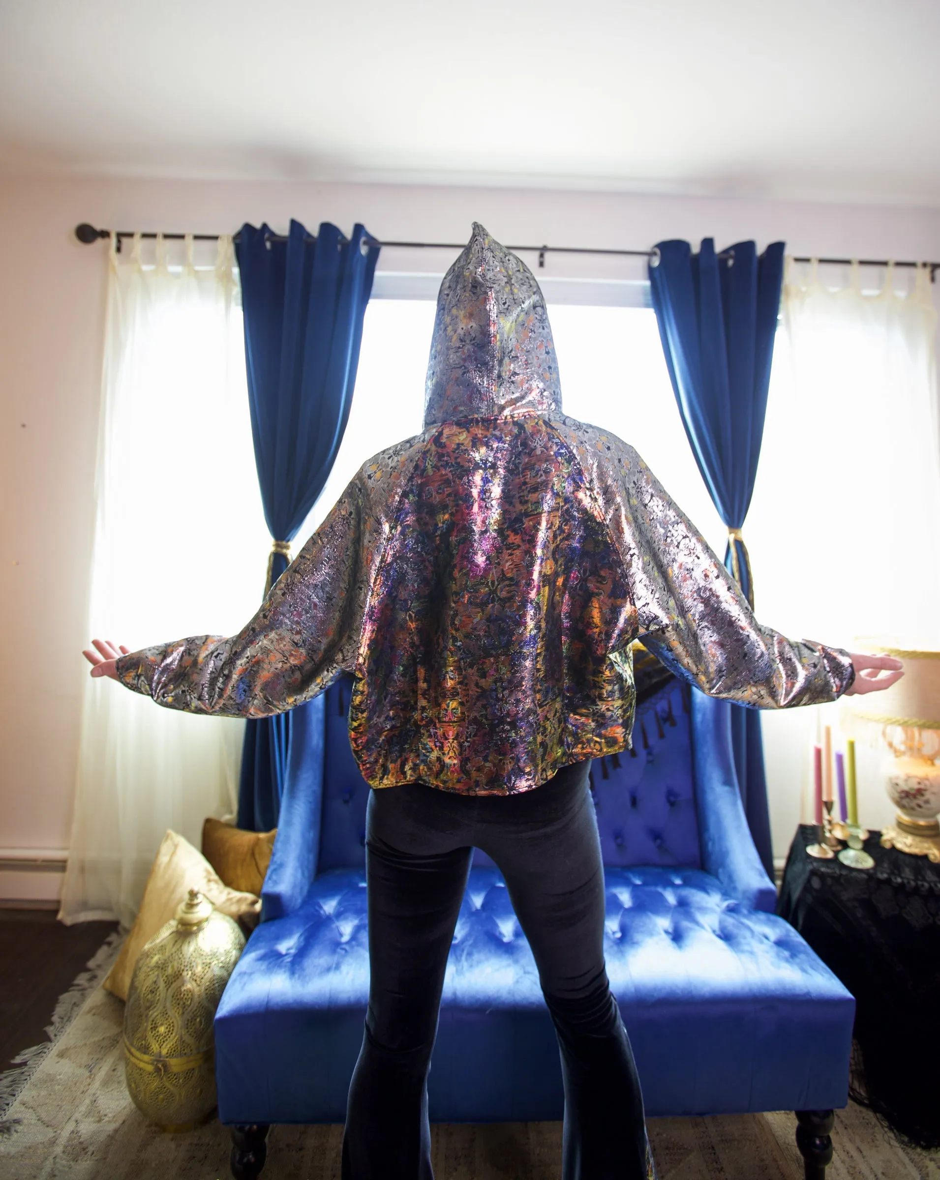 RESTOCK COMING Reversible Dark Iridescent Metallic Jacket with Hood