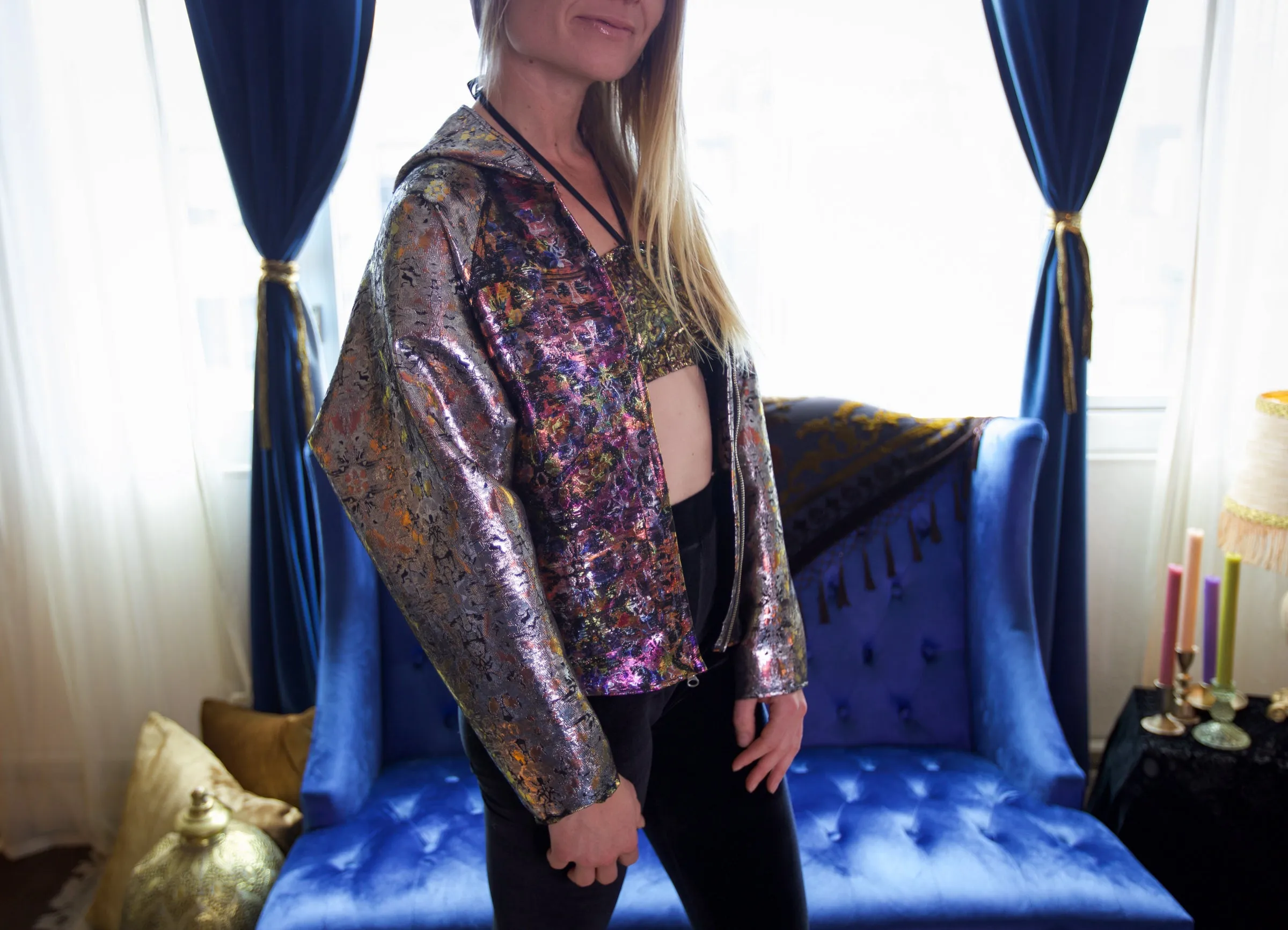 RESTOCK COMING Reversible Dark Iridescent Metallic Jacket with Hood