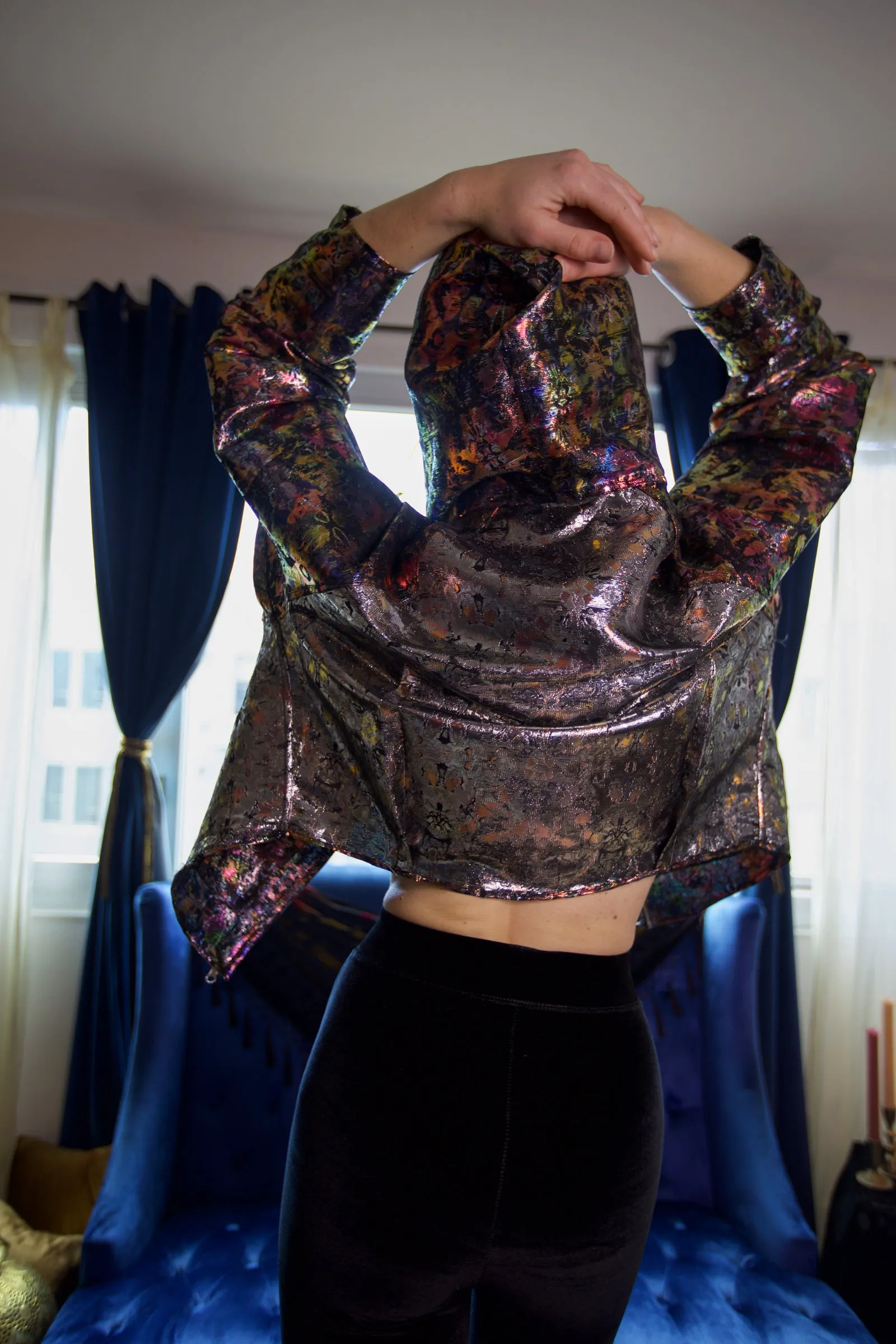 RESTOCK COMING Reversible Dark Iridescent Metallic Jacket with Hood