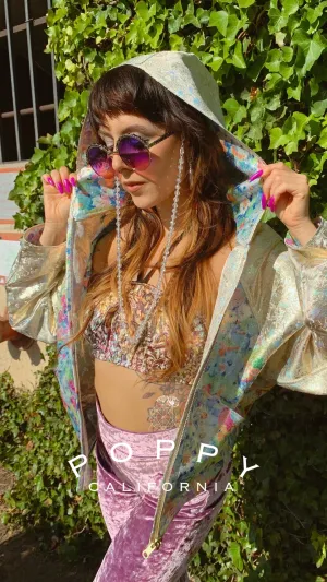 RESTOCK COMING Reversible Light Iridescent Metallic Jacket with Hood