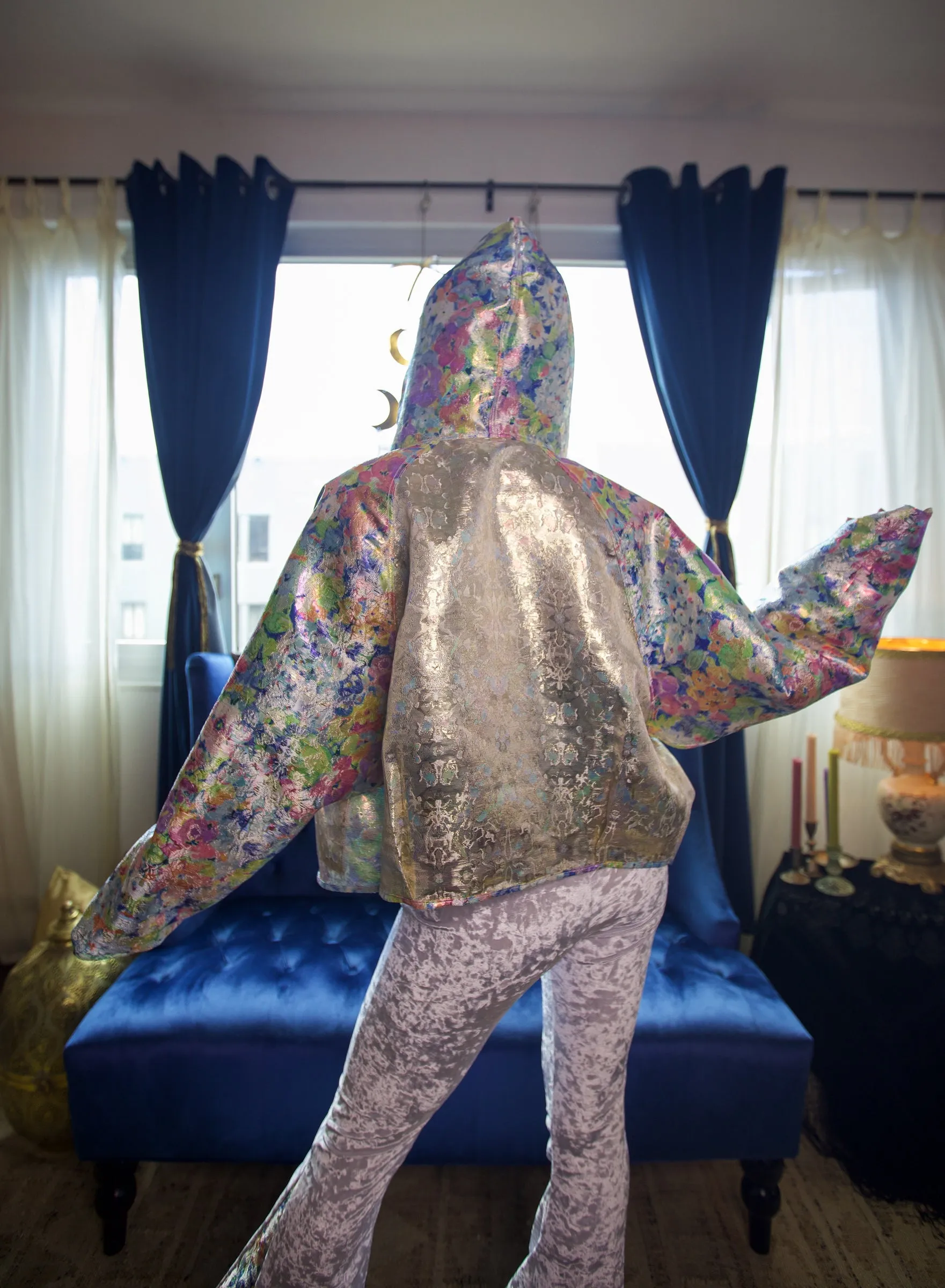 RESTOCK COMING Reversible Light Iridescent Metallic Jacket with Hood