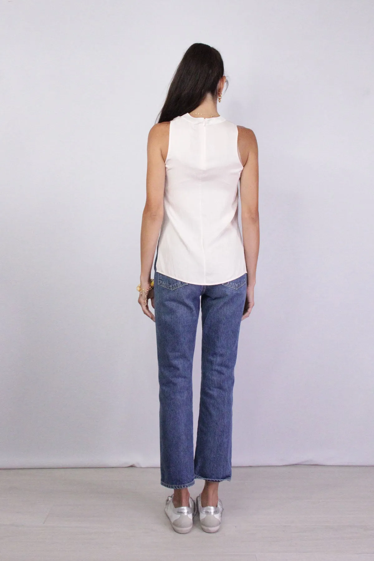 Rib Trim Tank in Pale Rose Water