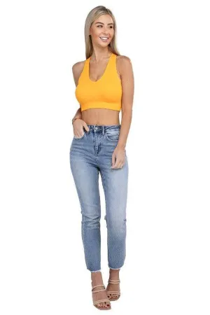 Ribbed Cropped Racerback Tank Top