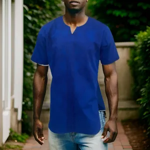 Royal Blue Embroidered Dashiki Shirt