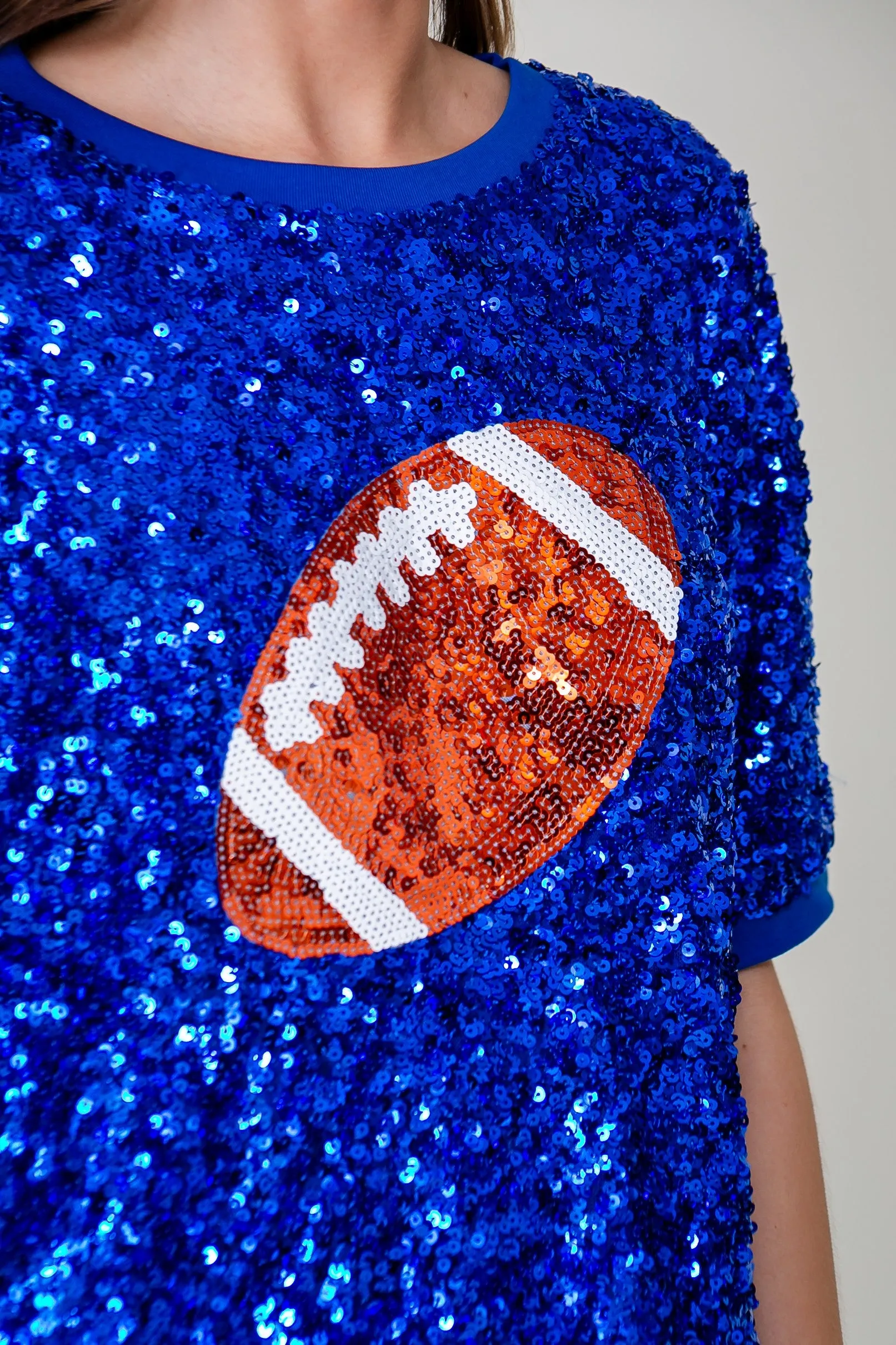 Royal Game Day Sparkly Football Top 11/16/24 9208