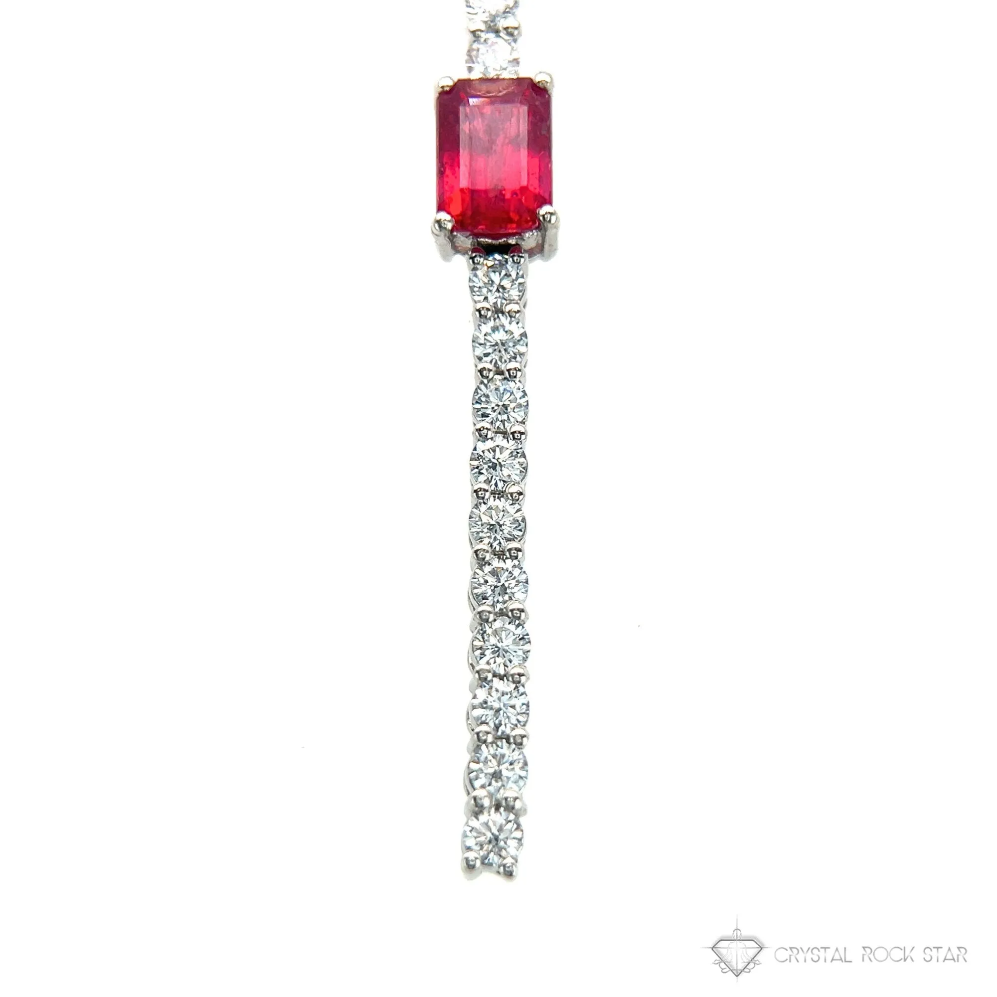 Ruby Sparkle Wand Sterling Silver Necklace