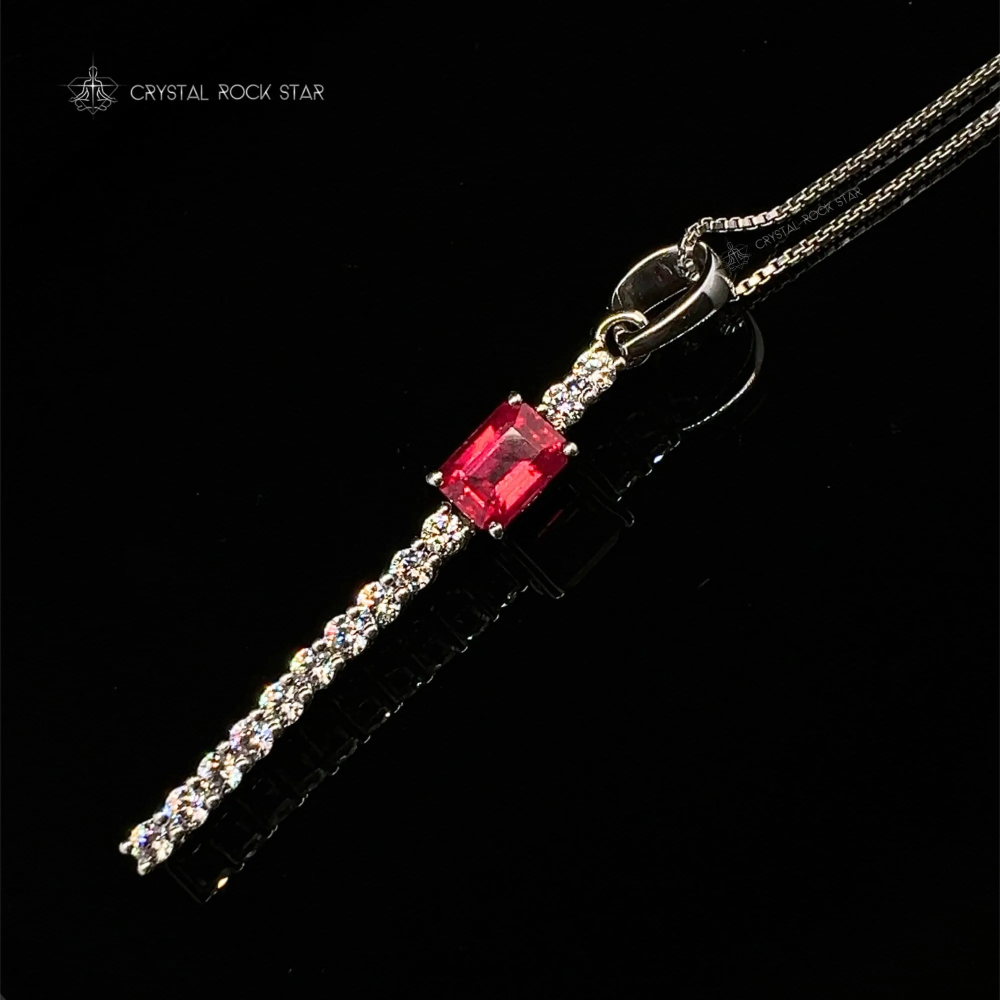 Ruby Sparkle Wand Sterling Silver Necklace